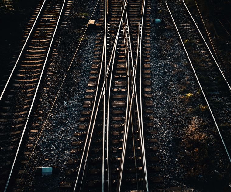 Train tracks on gravel